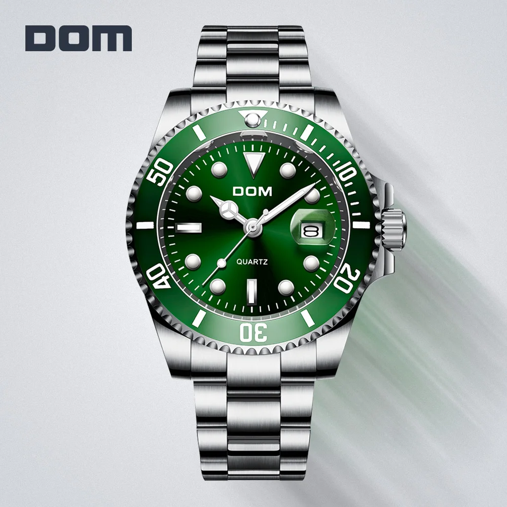 Business Watches Luxury Top-Brand Green DOM M-1263 Man Clock Steel Casual Men Fashion