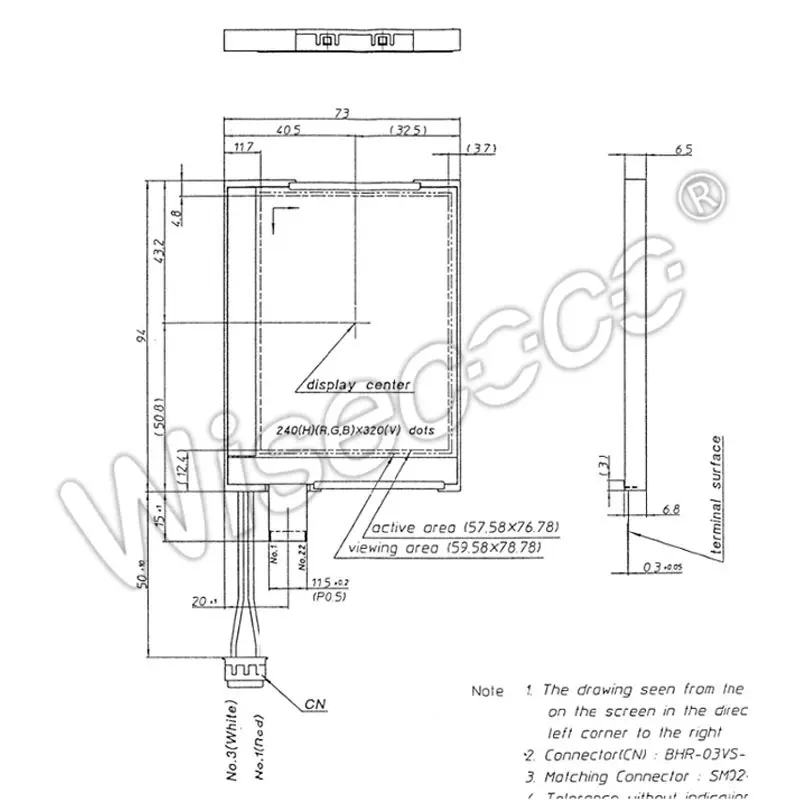 Wisecoco 3,8 дюймов KHS038AA1AC-G83 ЖК-дисплей панель FPC 22 контакта 75 Гц для промышленного