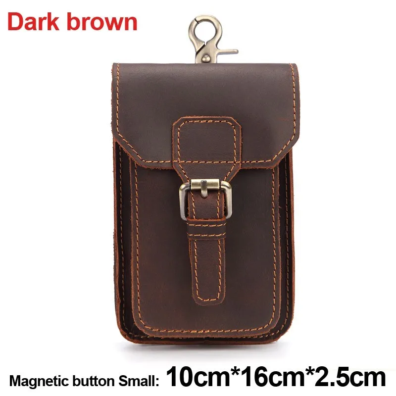 D Brown Magnetic S MISFITS натуральная кожа Винтажные Сумки на пояс для мужчин Путешествия Поясная Сумка пояс петли Хип Бум Сумка Поясная Сумка Чехол для мобильного телефона - Цвет: D Brown Magnetic S