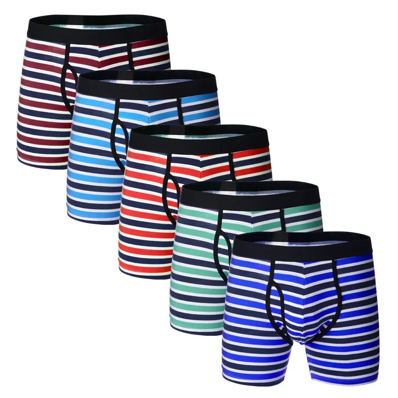 5Pcs/Lot Cotton Man's Shorts Boxers Stripe underpants Male Boy underwear Panties bermuda masculina bermuda masculina hombre new luckymarche basic bermuda shorts qwpox23421bex