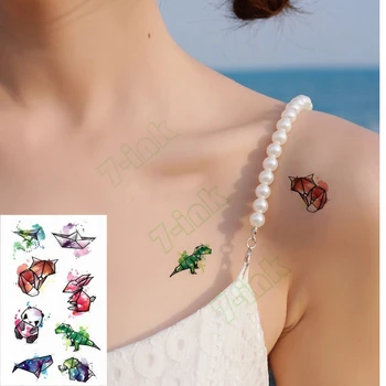 

Waterproof Temporary Tattoo Sticker Cute Watercolor Animal Dinosaur Fox Panda Body Art Tatto Flash Fake Tatoo for Kids Adults