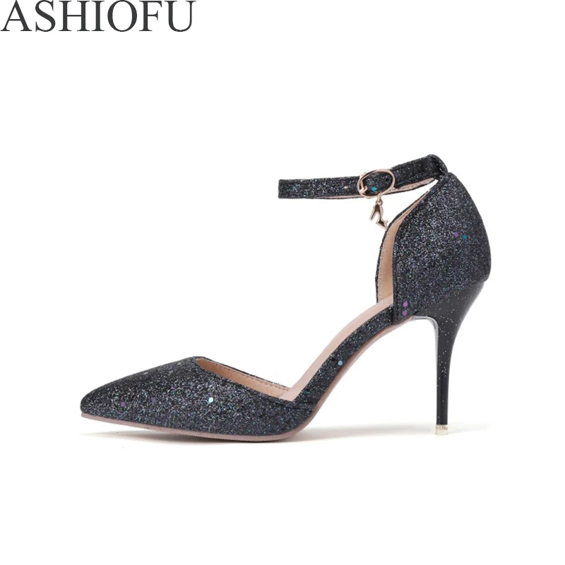 ASHIOFU Handmade Women High Heel Pumps 