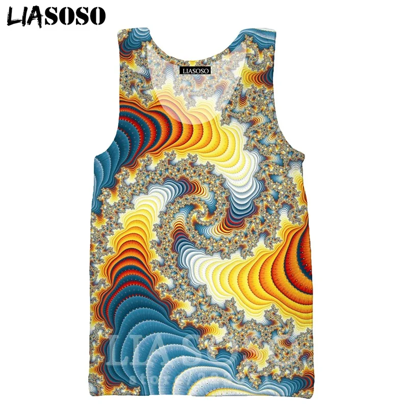 Psychedelic головокружение жилет LIASOSO Забавный для мужчин женщин Аниме Толстовка 3D принт О образным вырезом майка без рукавов хип хоп пуловер A328-11