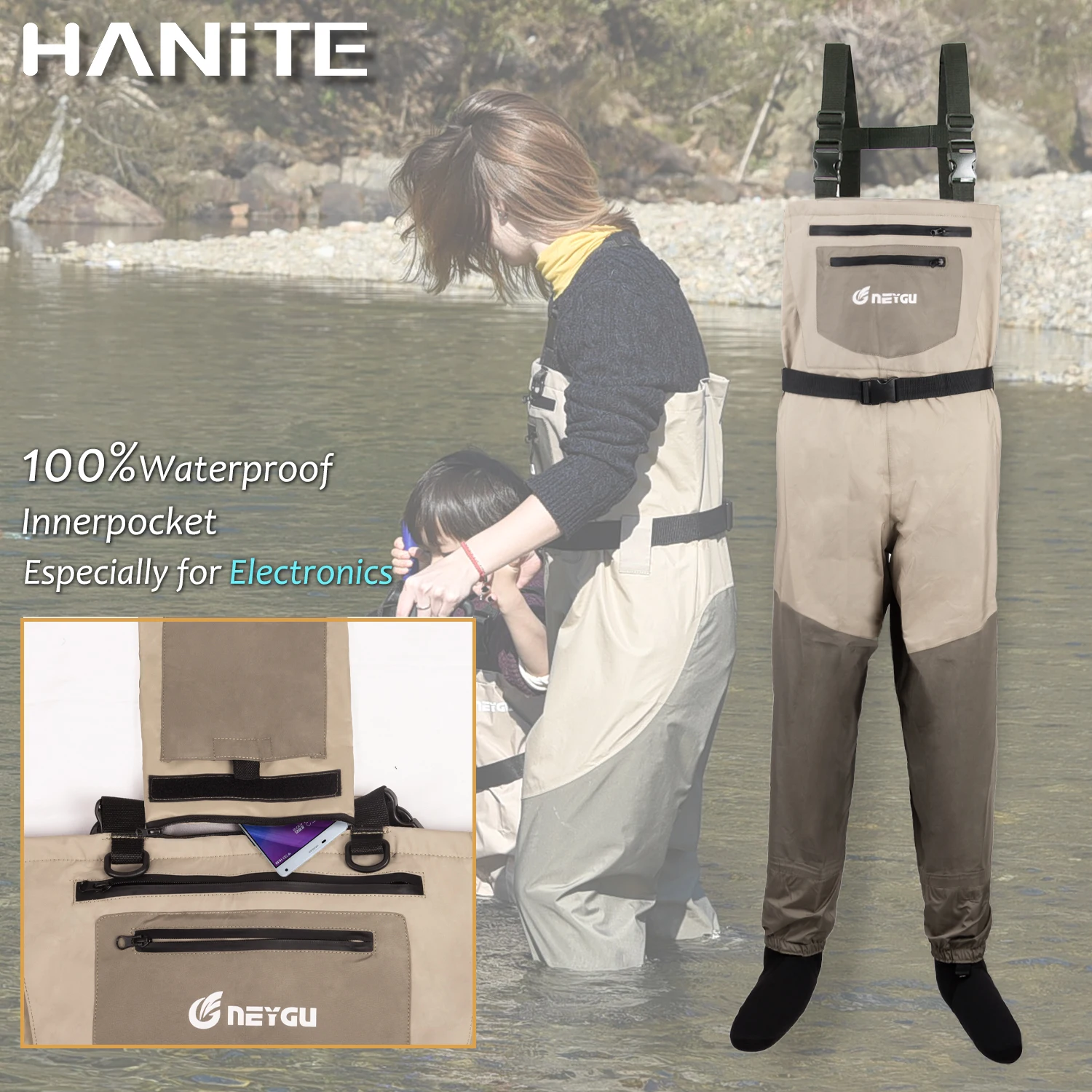 Cuissardes Enduro imperméables HANITE Outdoor Quick-drain SuperATV, cuissardes respirantes avec chaussettes en néoprène 4mm pour la pêche, la chasse