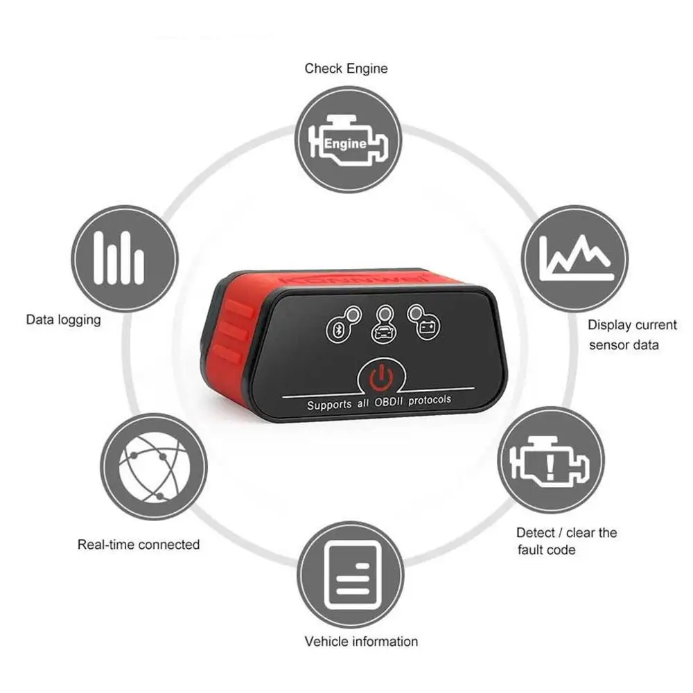 Kw901 elm327 Obd детектор диагностики неисправностей двигателя автомобиля сканер для 12V автомобиля