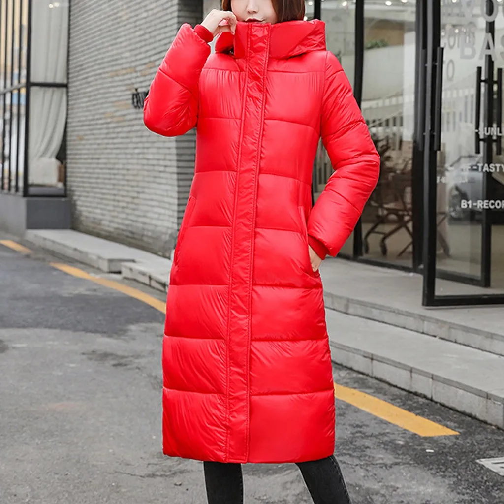 Новая зимняя куртка для женщин, свободное плотное повседневное пальто с карманами, ультра-светильник, пуховик на молнии, длинная модная теплая мягкая женская верхняя одежда 111#5 - Цвет: Красный