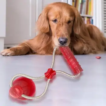 

Dog Puppy Molar Biting Rubber Chew Ball Sucker Grinding Teeth Pet Play Fetch Toy Multifunction Teeth Cleen Toy Accessory
