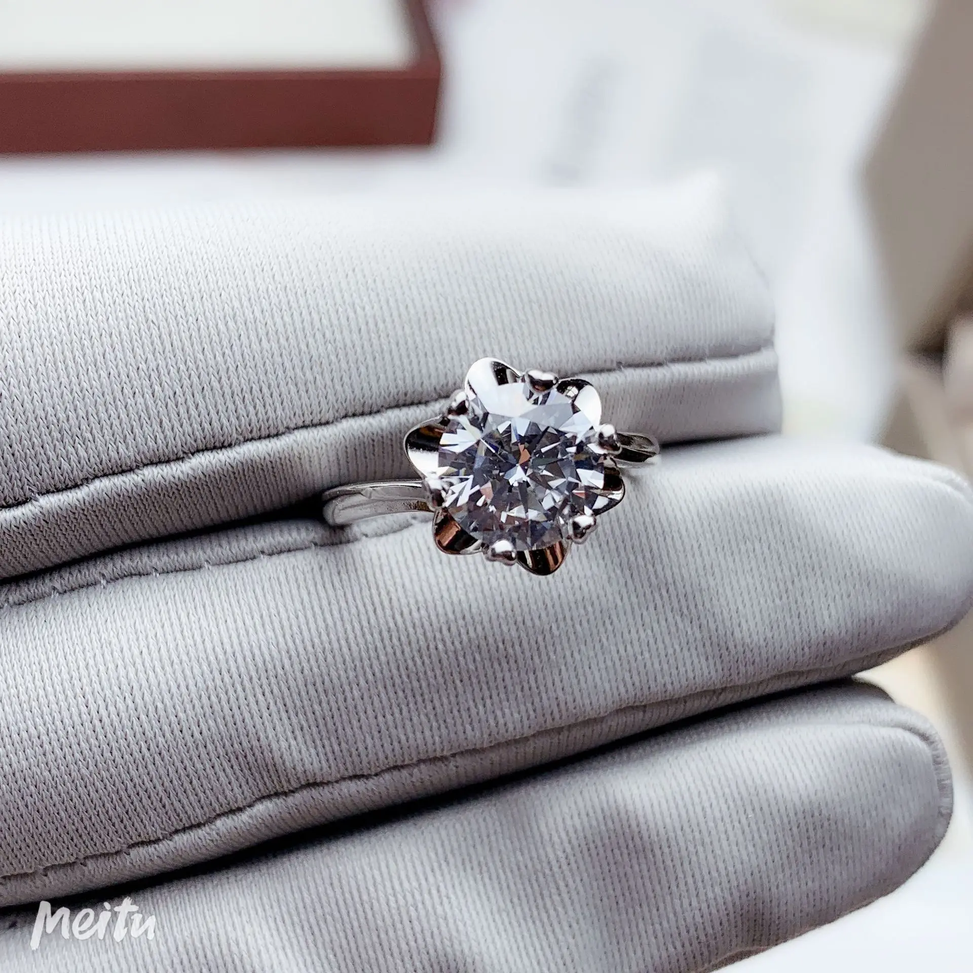 MeiBaPJ VVS1 D Цвет 2 карата Moissanite бриллиантовое кольцо с цветком для женщин Настоящее