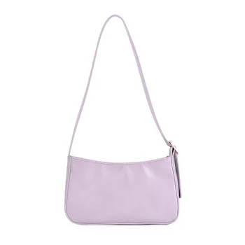 

2020 New Fashion Women Bags Half Moon Shoulder Bags Avocado Green Soft Pu Leather Handbags Female Party Handbag Purple