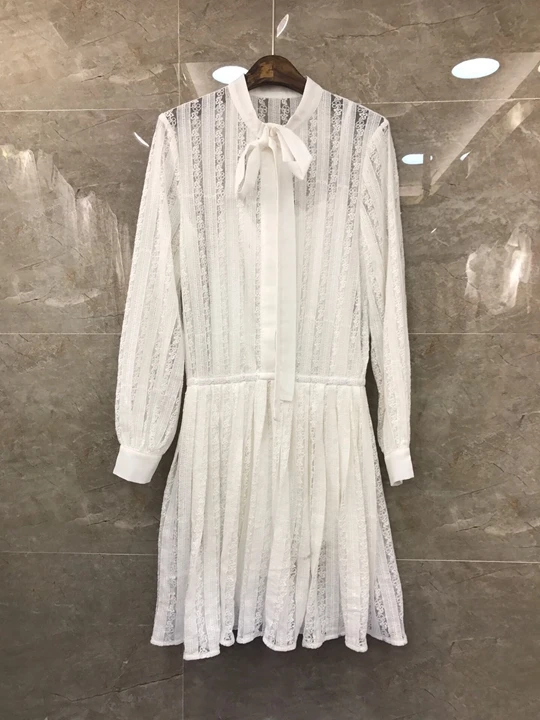 

Early Autumn 2019 New Woman Lining Sling Leading Belt Knotting Perspective Knitted Dress 801