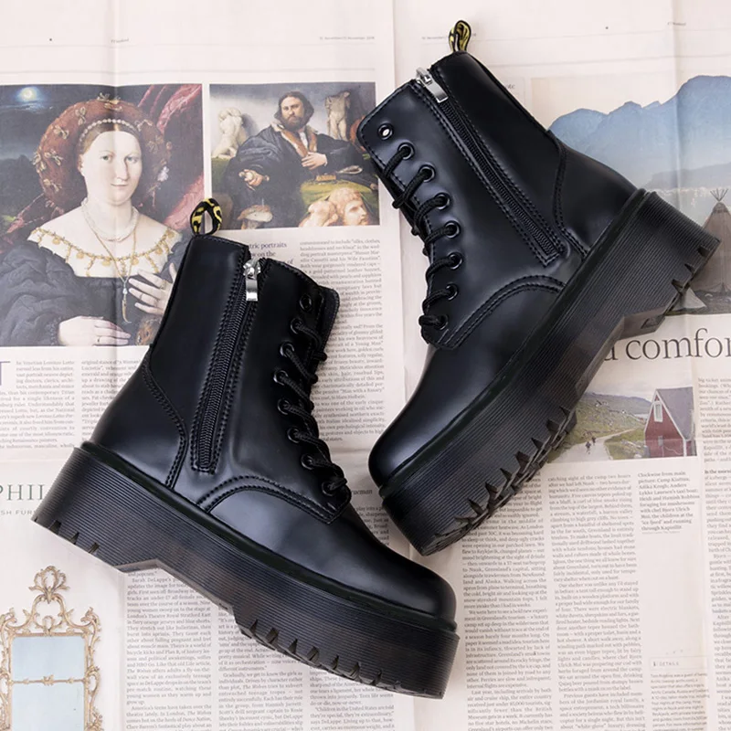 

Thick Bottom Women Boots For Martin Boots Platform Shoes Ankle Boots For Women Winter Boots Motorcycle Shoes Women Booties