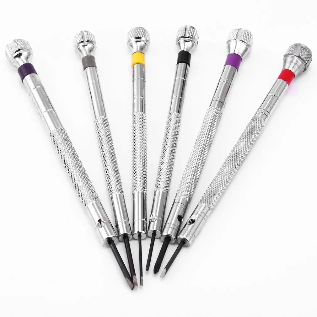 

Brand New 6pcs Color 0.8-1.6mm Jewellers Watch Open Cover Flat Tip Miniature Screwdriver Set For Laptop Mobile Glasses /WTL063