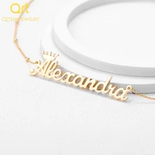 Персонализированные Имя корона ожерелье ручной работы на заказ курсивный шрифт кулон-табличка с именем из нержавеющей стали бусины цепи ювелирные изделия для женщин