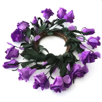 

Purple Rose Flowers Floral Wreath for Home Wall Door Decorations Hanging