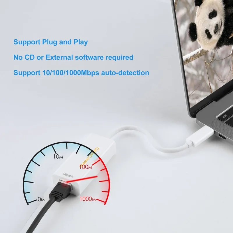 Переходник с USB C на Ethernet сетевой адаптер Type Gigabit RJ45 LAN совместим MacBook Pro iPad Pro/MacBook Air