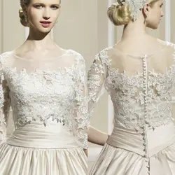 Vintage Lace Applique Bolero Wedding Dress Jacket 3/4 Long Sleeves Shrug Custom