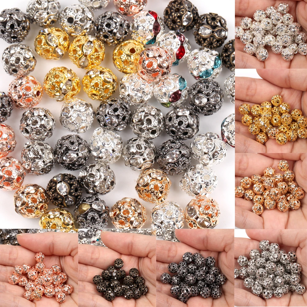 

Круглые Металлические бусины-разделители, золотистые/Серебристые бусины-разделители для изготовления украшений, браслетов, ожерелий, 6/8 мм, 50 шт.