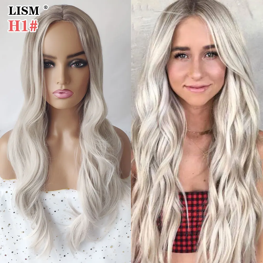 New Natural Long Blonde Synthetic Water Wave Wig Pelucas De Mujer Toupee Hair for Women Lolita Black/White/Brown Fashion Wigs