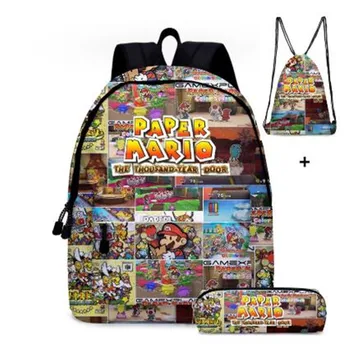 

16 Inch 3pcs/set Mario Bros Sonic Children School Bags Orthopedic Backpack Kids School Boys Girls Mochila Infantil Cartoon Bags