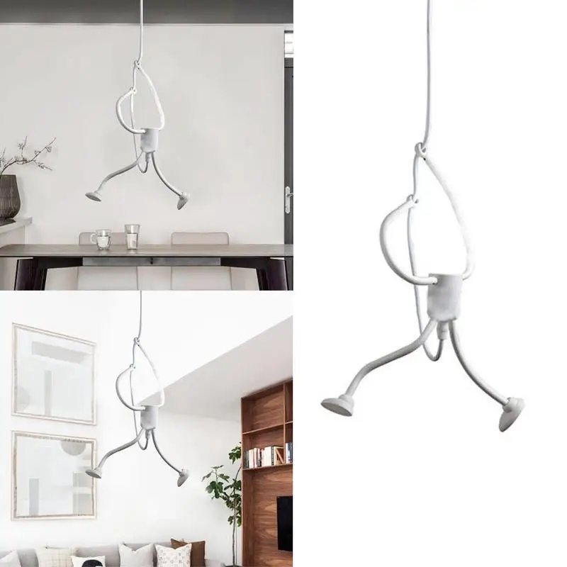 Online Kreative Männer Form Anhänger Licht DIY Decke Lampe Eisen Kunst Schmiedeeisen Licht Basis Ohne Birne Geeignet Für E27 Lampen