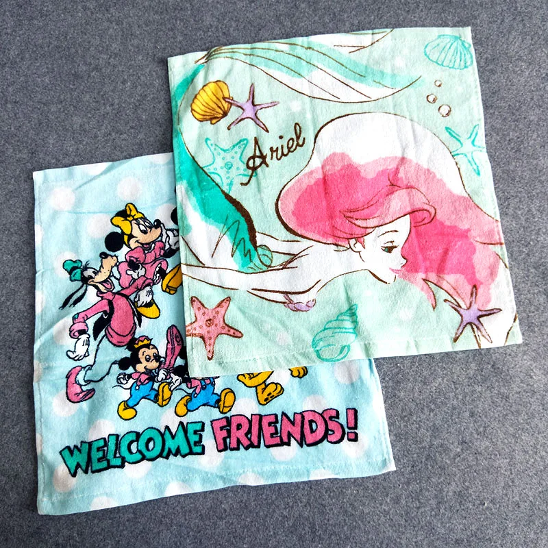  Orders Exported to Japan Pure Cotton Children Handkerchief Small Square Towel Mermaid Printed Kinde