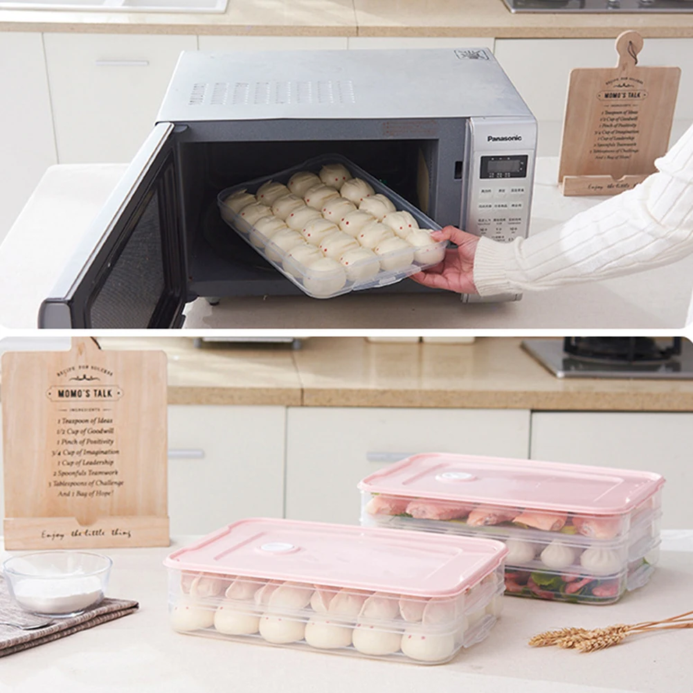 Container Microwave Safe PP Without Grid Multi-layer Refrigerator Frozen Dumplings Storage Box Organizer Fresh Food Storage
