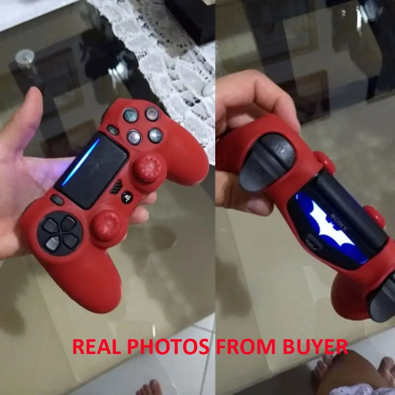 Мягкая гибкая крышка силиконовый чехол защитная кожа для Playstation 4 PS4 Pro тонкий с светодиодный свет стикер на бар 2 pcs Grip + светодиодный кожи