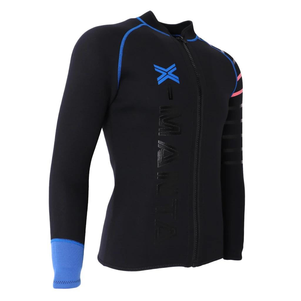 Premium Neoprene Men's 3mm Wetsuit Jacket Top Long Sleeve Front Zip Scuba Diving Wet Suit for Paddleboarding Kiteboarding