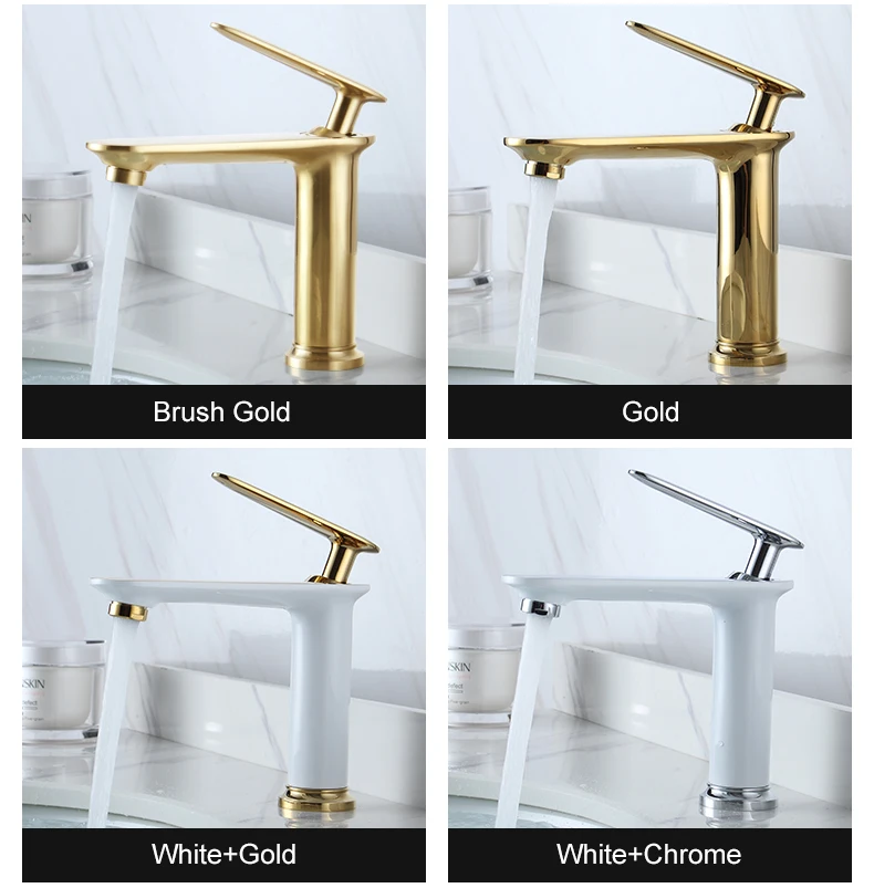 MOLI-Brass Bronze Single Handle Sink Faucet, Ouro