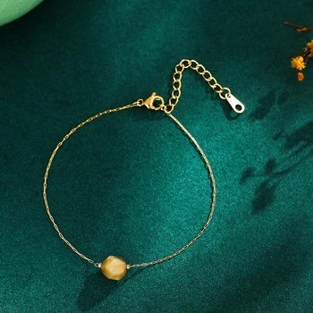 

3Types Geometric Tiger Eye Bracelets for Women Natural Stone Beads Gold Color Link Chain Charm Bracelet Luxury Office Lady Gift