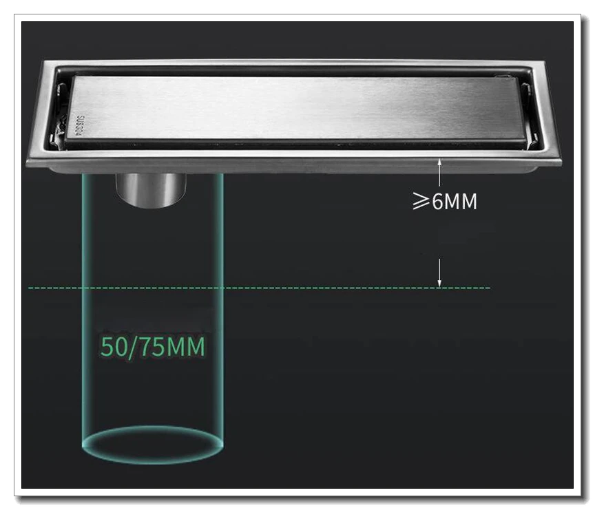 Напольный дренажный Бачок ДЛЯ ДУША 200/300/600 мм 304 Нержавеющая сталь Ванная комната прямоугольник и удлинения ресниц всего за сводом и напольным трапом Невидимый дезодорант ELF215