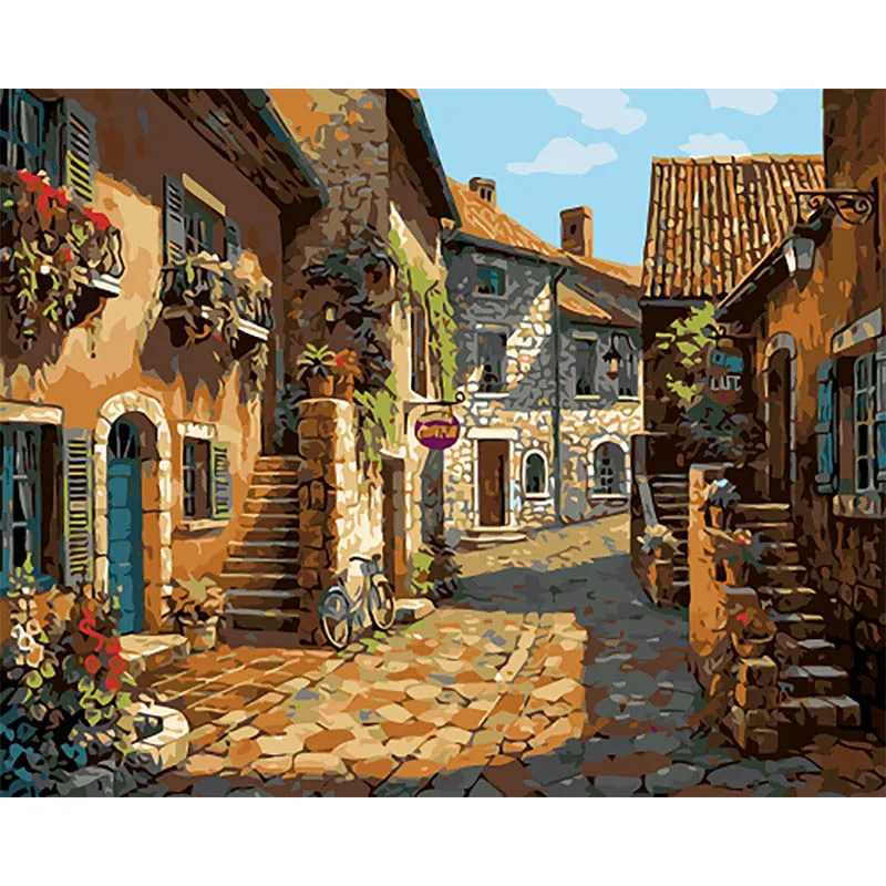 painting by number17 Пейзаж живопись по номерам краски по номерам для взрослых DIY Раскраска по номерам масляные пронумерованные картины холст - Цвет: painting by number17