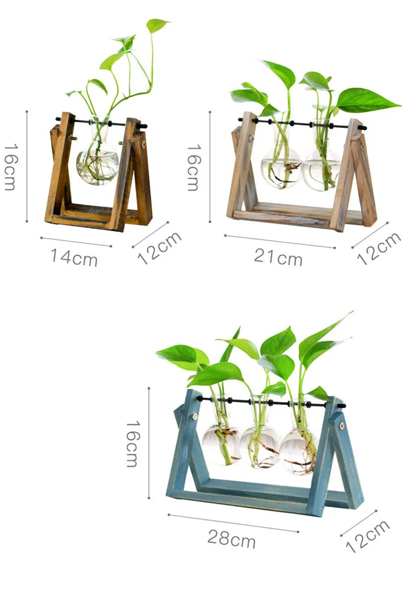 Горячая деревянный стенд стеклянный террариум контейнер Гидропоника цветочный горшок для выращивания растений настольная ваза DIY домашний офисный, Свадебный декор