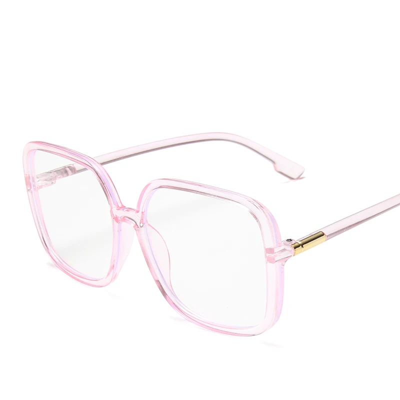 Женские очки-светильник синего цвета, большие квадратные оправы для очков, женские ретро большие прозрачные очки, модные оптические очки - Цвет оправы: Clear Pink