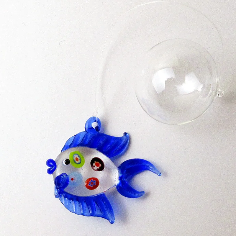Aquarium Floating Glass Bubble Fish Miniature Figurine Fish Tank