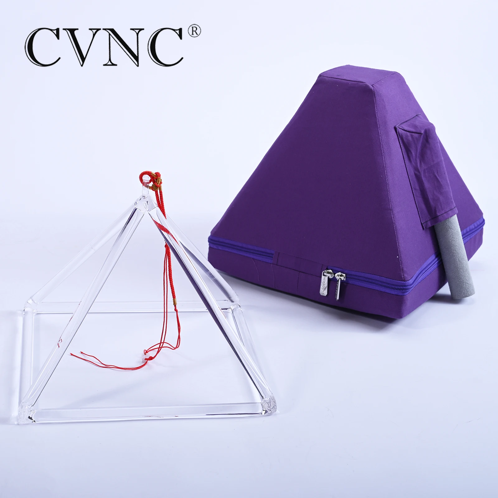 CVNC 1" чакра Прозрачный Кварцевый Поющая Пирамида с холщовой сумкой