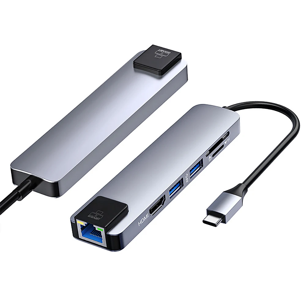 3201E тип-c док-станция 6 в 1 USB-C концентратор к RJ45 Gigabit Ethernet порт HD HDMI+ 2* USB3.0+ SD/TF кардридер