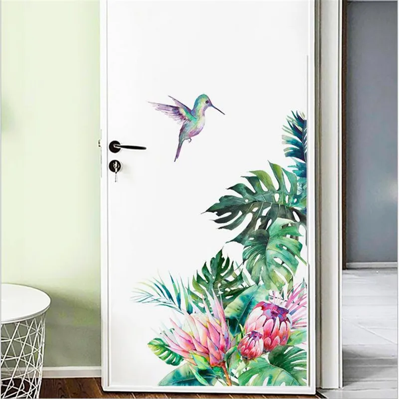 

New Wall Stickers On The Wall Tropical Plant Bird Home Sticker For Door Home Background Wall Decoration Removable PVC Sticker