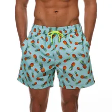 Быстросохнущие шорты для плавания с карманом и принтом ананаса для мужчин, купальный костюм, Летние плавки для купания, пляжная одежда, боксеры для серфинга