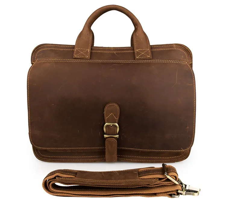 Мужской винтажный портфель crazy horse из натуральной коровьей кожи, деловая сумка 15 дюймов, сумка для ноутбука, сумка на плечо, портфель