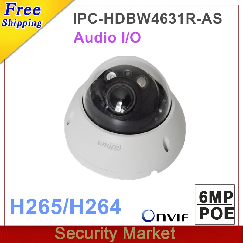 Оригинальная камера dahua IPC HDBW4631R AS 6mp Dome IP IK10 IP67 IR 30M со встроенным слотом для SD карты