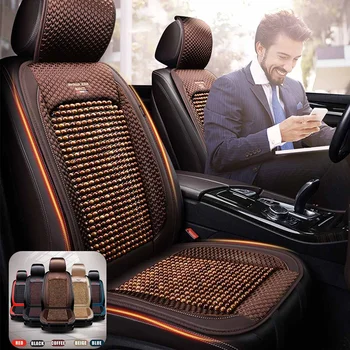 

Car Seat Cover Breathable Handmade Auto Seat Mat Pad Universal Auto Accessories Wooden Bead Seat Cushion Summer Cool Leather