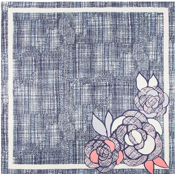 

100cm*100cm Twill Silk Women Silk Square Camellia Flower Print Silk Scarf Femal High Quality Brand Shawl