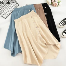 Neploe французский пресс Ретро нишу длинная юбка с изображением сказочного героя для девочек ассиметричный, с высокой талией нерегулярные Jupe осень однотонные вязаные юбки 45711