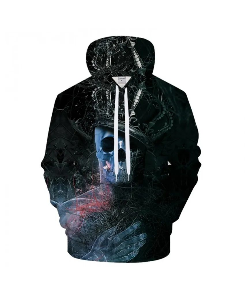 Мужская повседневная толстовка с капюшоном и принтом черепа размеры до