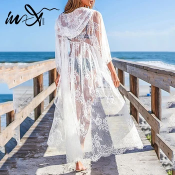 white long swim cover up
