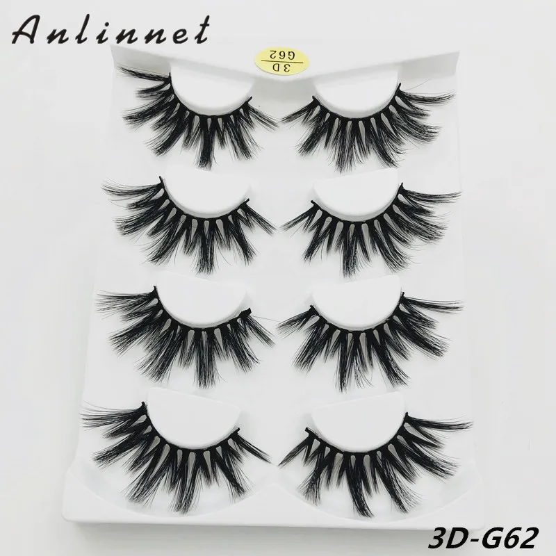 

4 pairs of 22mm false eyelashes 3D false eyelashes handmade mink eyelashes natural soft eyelashes wholesale false eyelashes