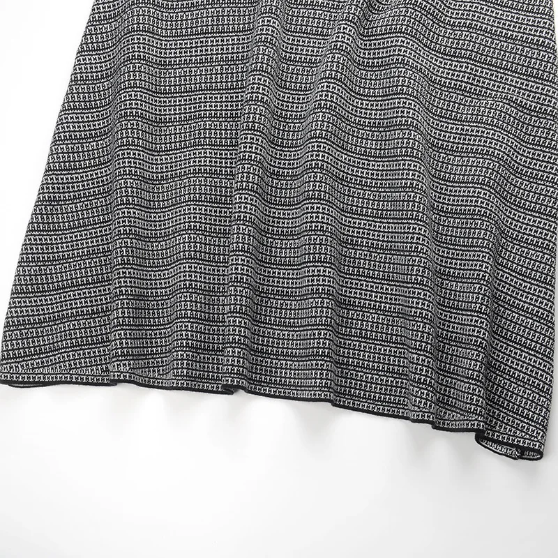 Tunjuefs винтажное Полосатое трикотажное платье с люрексом для женщин Vestido Button Slim Fit элегантное женское платье для подиума с коротким рукавом пуловеры осень