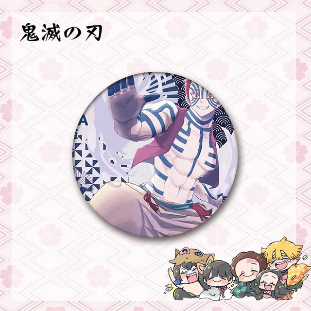 New Anime Demon Slayer 58mm Anime Tinplate Nezuko Tanjirou Butterfly Bear Badge Ornament Backpacks Bag Badges Button Brooch Pins Style-32