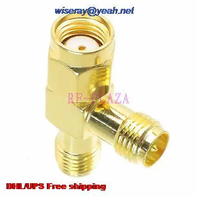 

DHL/EMS 100pcs Adapter RPSMA male to 2x RPSMA female T Splitter edge RF COAXIAL with one year warranty -a4